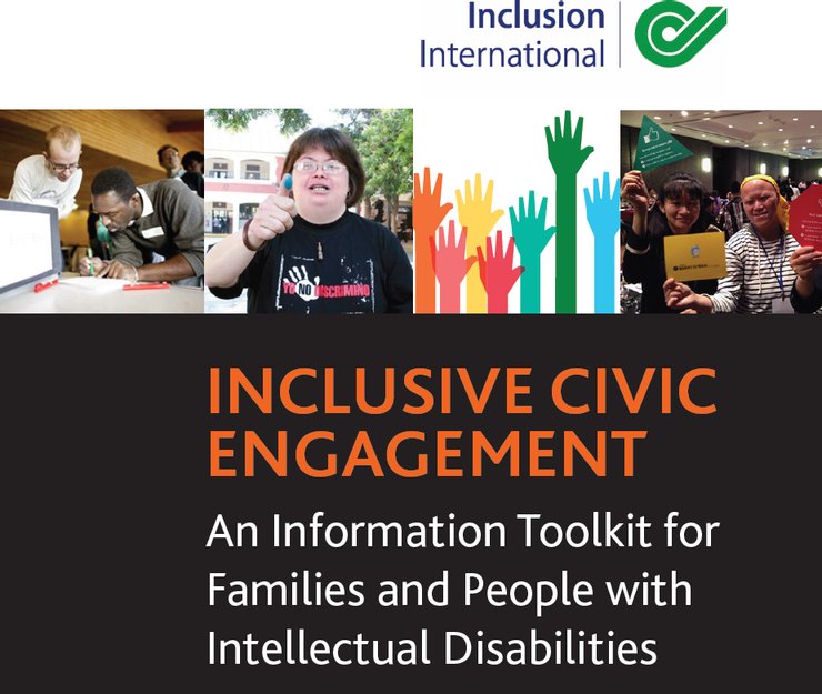 The cover has different photos of persons with intellectual disabilities voting