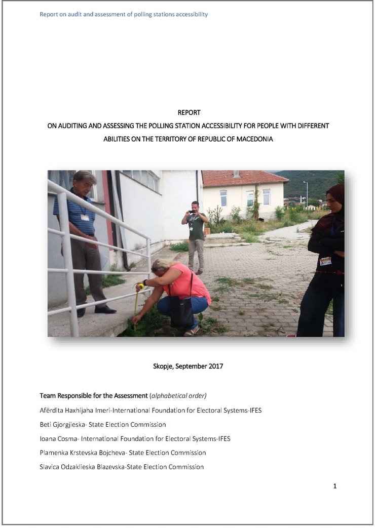 Cover of the Report on Auditing and Assessing the Polling Station Accessibility for People with Different Abilities on the Territory of Republic of Macedonia