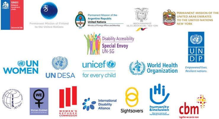 Organizational logos of IFES, UN Women and others.