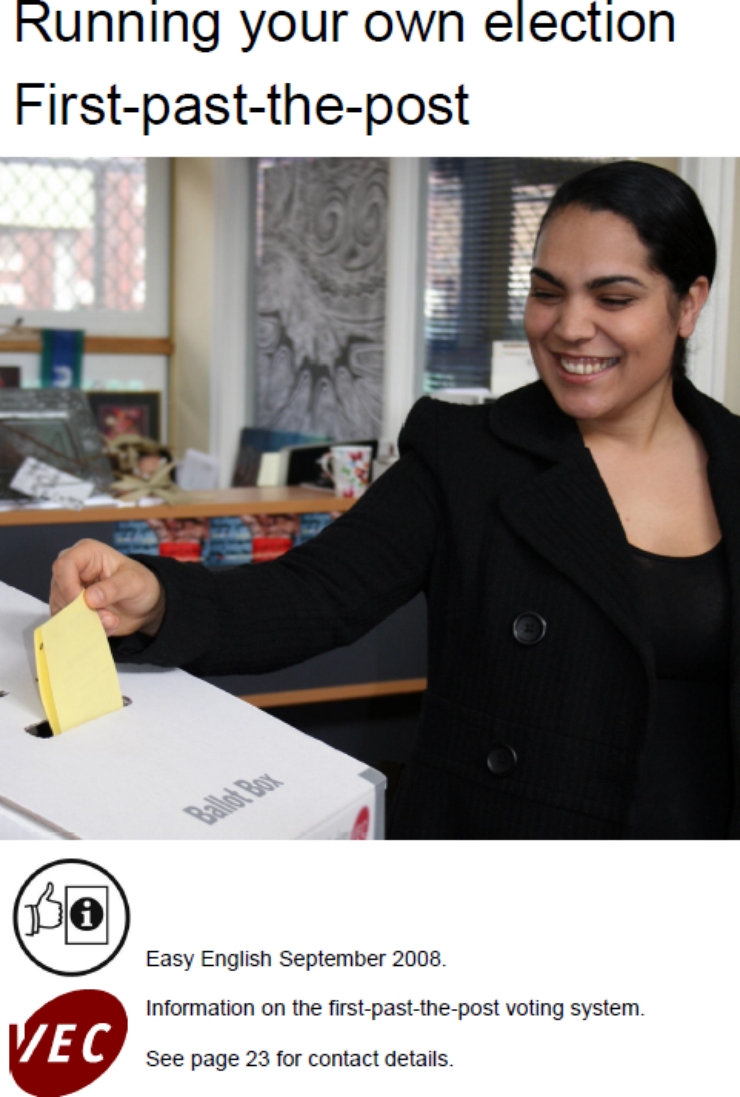 Publication cover: A woman places her vote into a ballot box