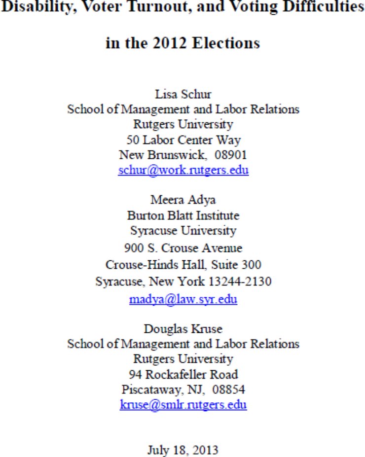 The cover of the report contains the title of the study and the names of the three researchers (two from Rutgers and one from Syracuse)